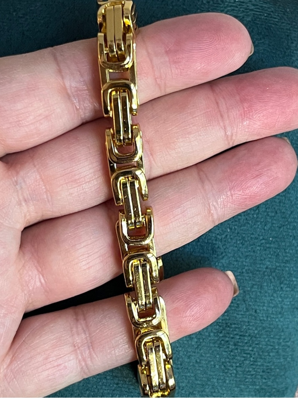 Chunky Bold Gold Link Bracelet Unisex 7” (gold over stainless)